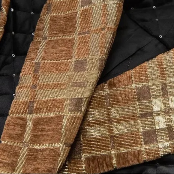 🎁  GORGEOUS Quilted Velvet Metallic Long Jacket The ipinel - Picture 10 of 10